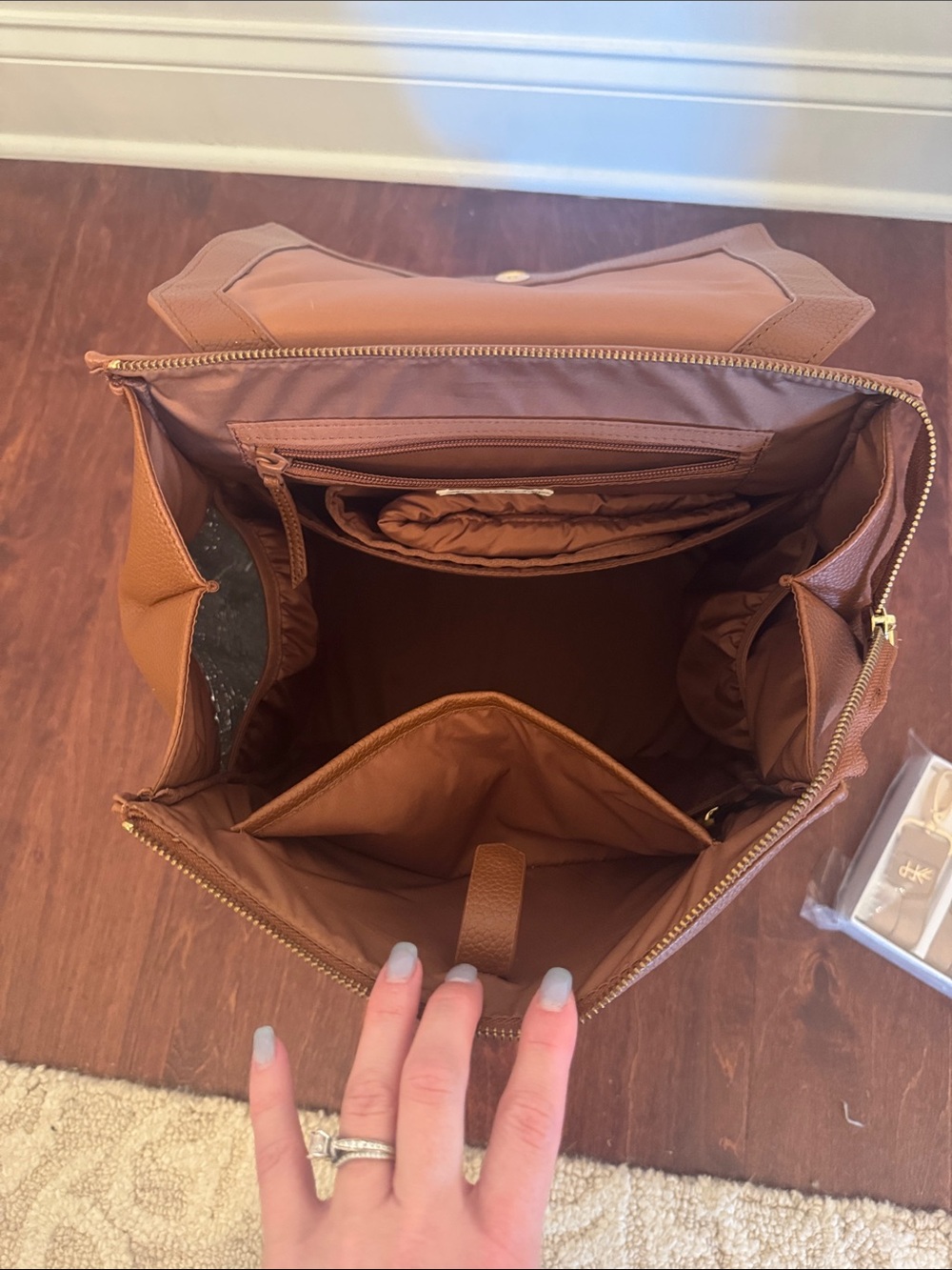 Freshly Picked Cognac Brown Leather Classic Backpack Diaper Bag - Picture 4 of 9